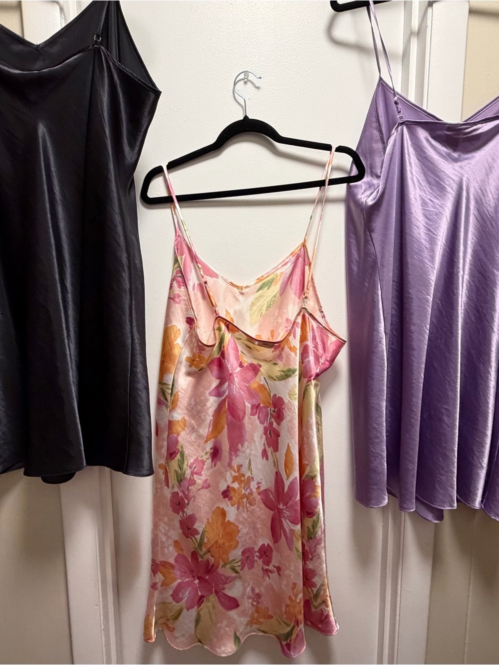 Bundle 3 Satin Slip night gown- black, purple, & Pink Multi